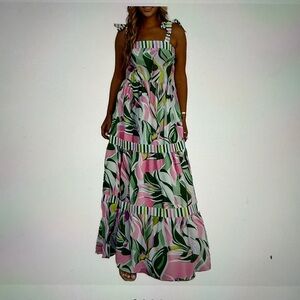 Colorful Maxi Dress in Green Floral